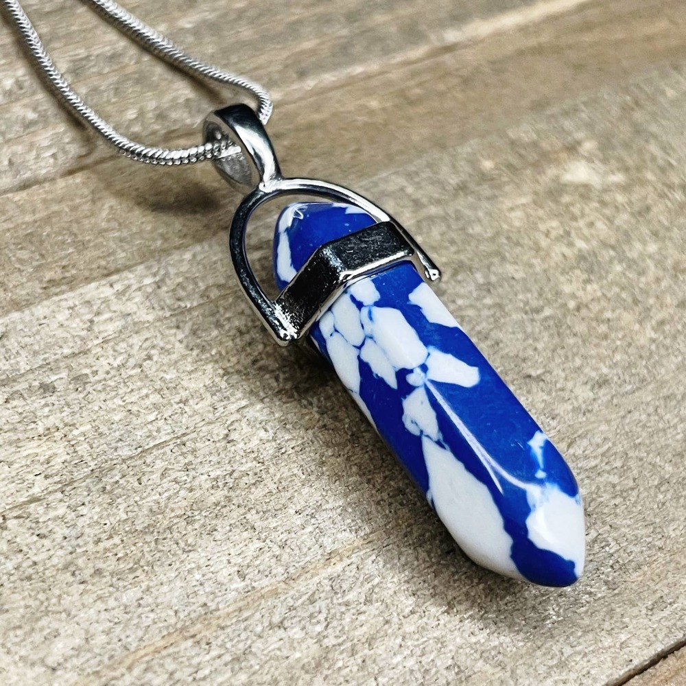 Crystal Pendant Necklace on 16" Silver Snake Chain #091